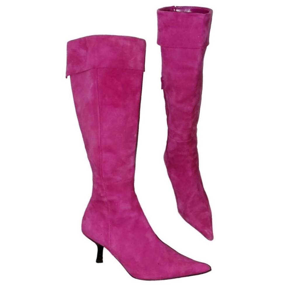 Steven By Steve Madden Montreal Fuchsia Suede Heel Boot.
